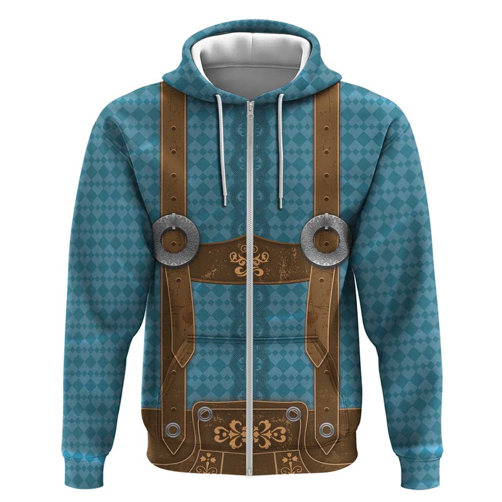 Oktoberfest Zip Hoodie Lederhosen Retro Style - Wonder Print Shop