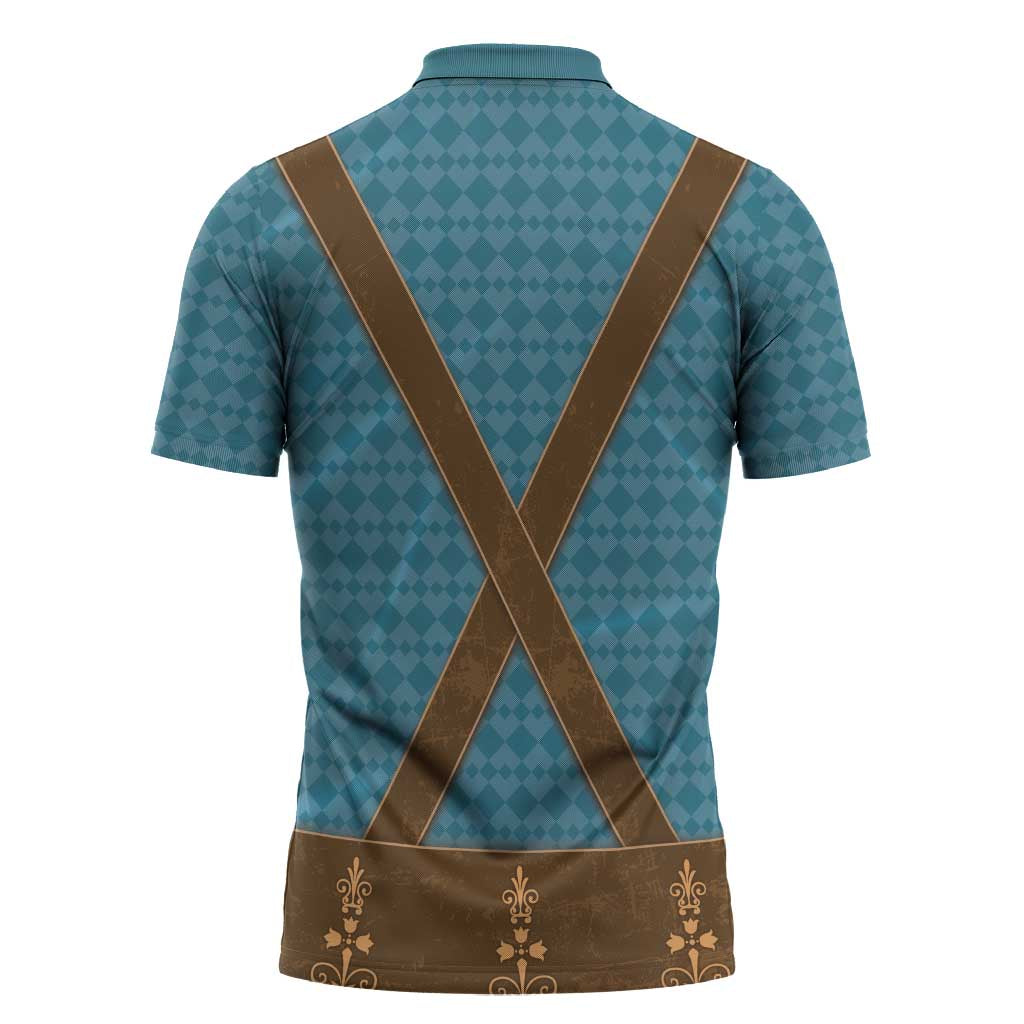 Oktoberfest Zipper Polo Shirt Lederhosen Retro Style - Wonder Print Shop