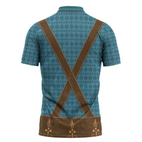 Oktoberfest Zipper Polo Shirt Lederhosen Retro Style - Wonder Print Shop
