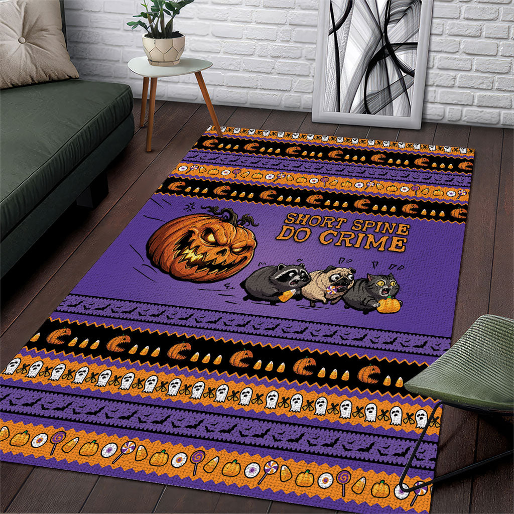 Halloween Animal Funny Area Rug Short Spine Do Crime Spooky Pumpkin Chase