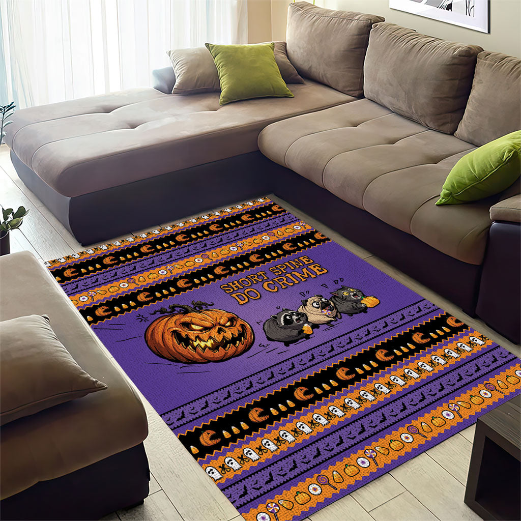 Halloween Animal Funny Area Rug Short Spine Do Crime Spooky Pumpkin Chase