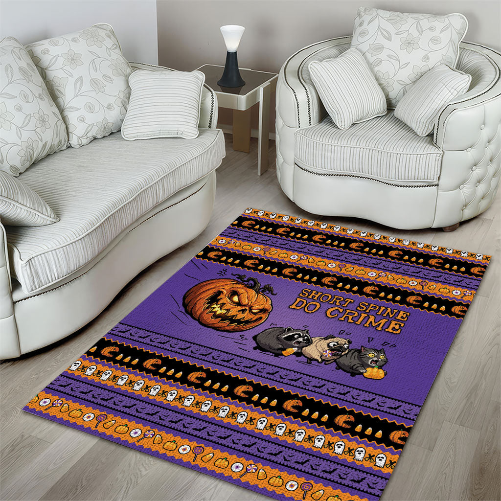 Halloween Animal Funny Area Rug Short Spine Do Crime Spooky Pumpkin Chase