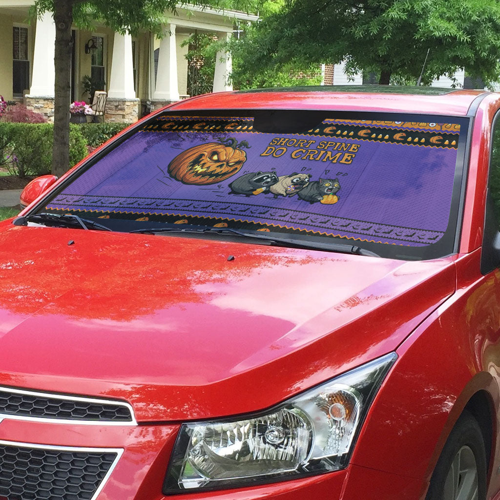 Halloween Animal Funny Auto Sun Shade Short Spine Do Crime Spooky Pumpkin Chase