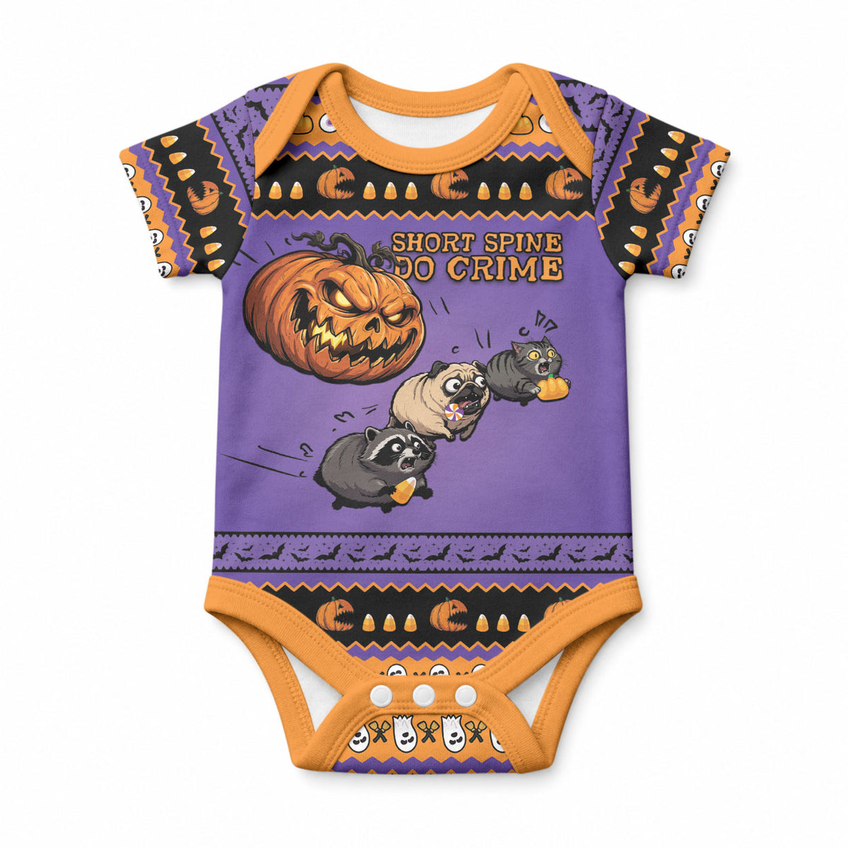 Halloween Animal Funny Baby Onesie Short Spine Do Crime Spooky Pumpkin Chase