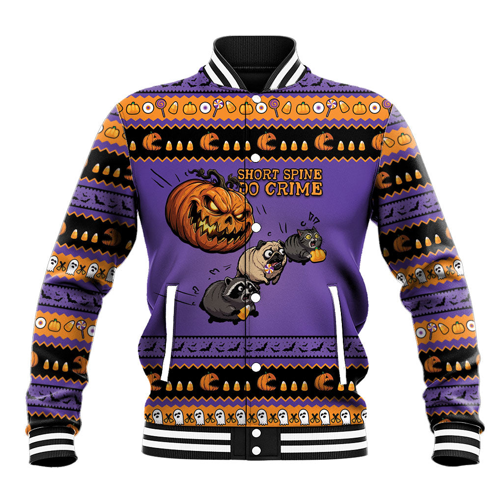 Halloween Animal Funny Baseball Jacket Short Spine Do Crime Spooky Pumpkin Chase