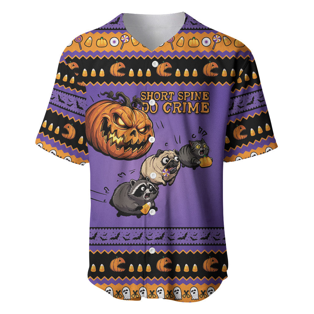 Halloween Animal Funny Baseball Jersey Short Spine Do Crime Spooky Pumpkin Chase