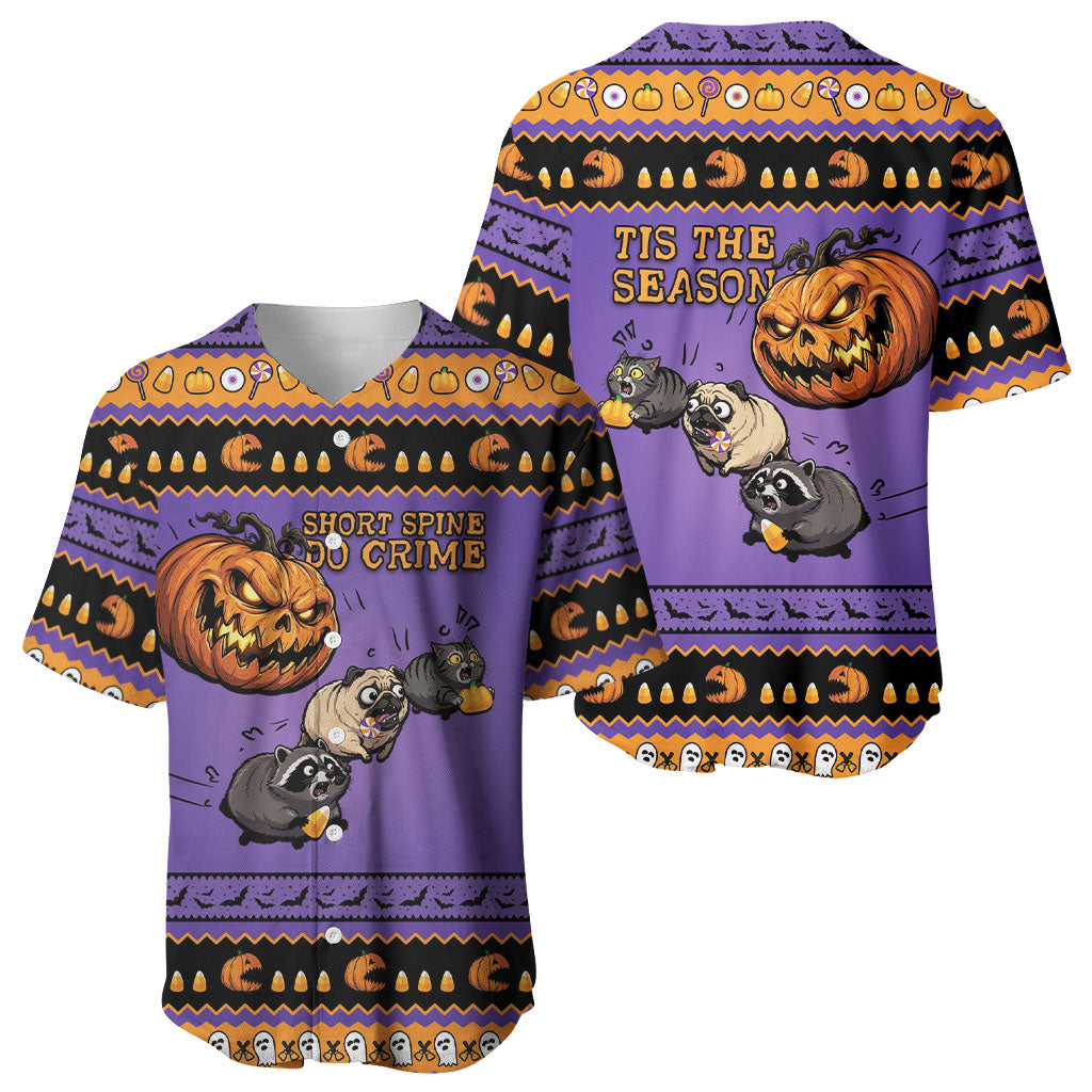 Halloween Animal Funny Baseball Jersey Short Spine Do Crime Spooky Pumpkin Chase