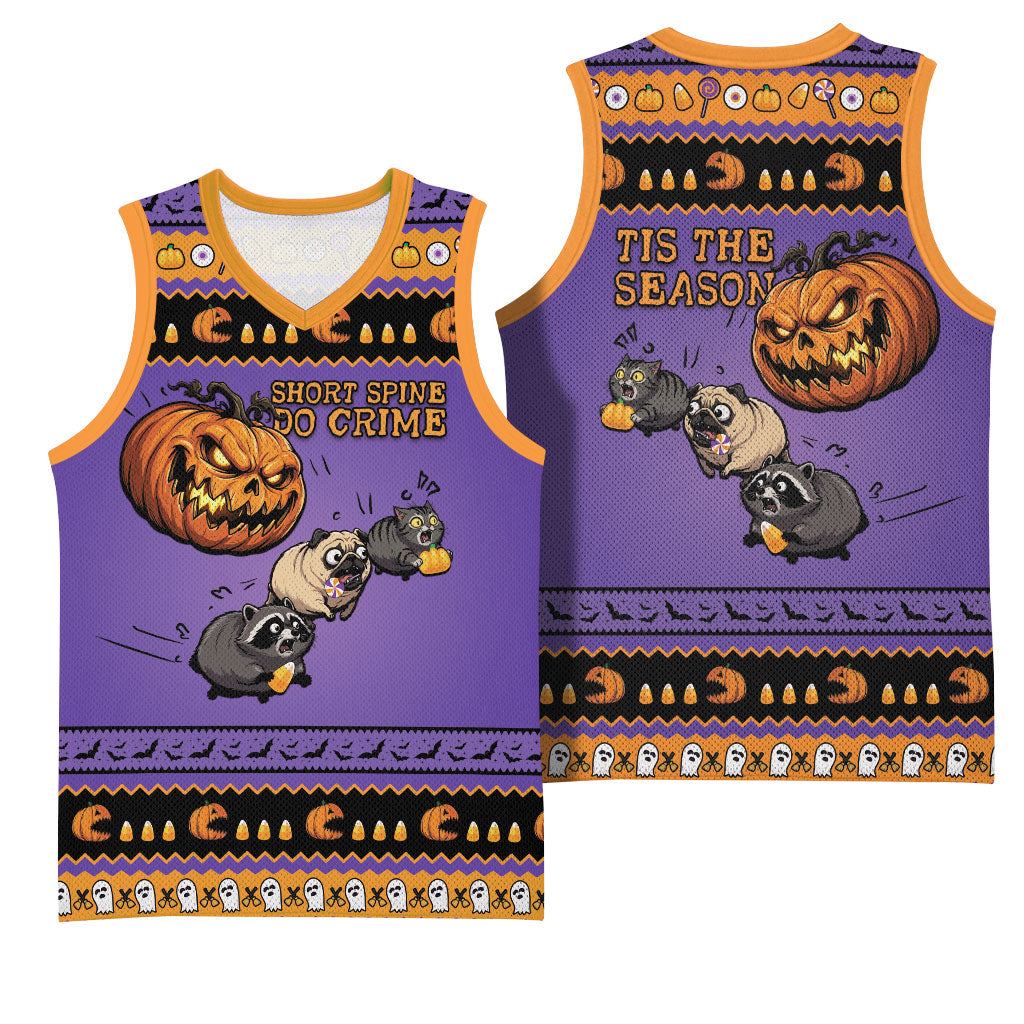 Halloween Animal Funny Basketball Jersey Short Spine Do Crime Spooky Pumpkin Chase