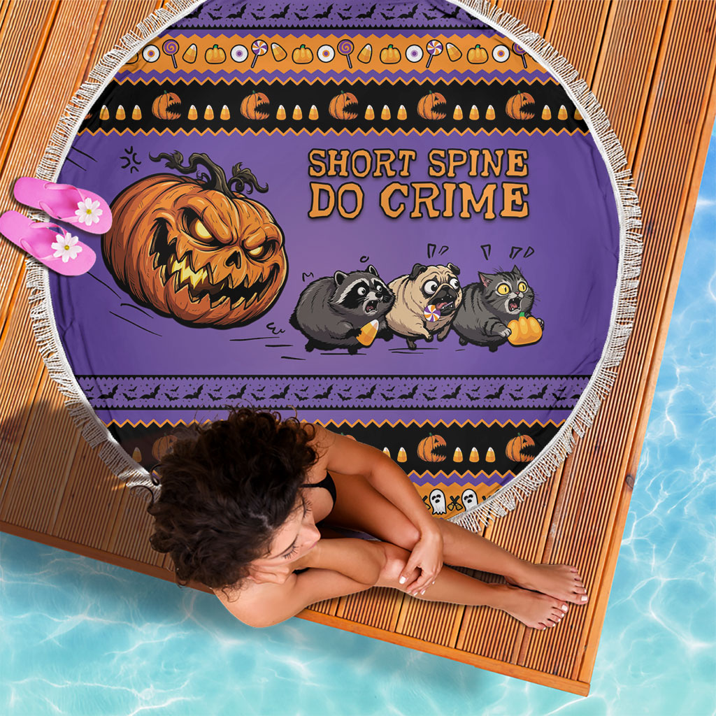 Halloween Animal Funny Beach Blanket Short Spine Do Crime Spooky Pumpkin Chase