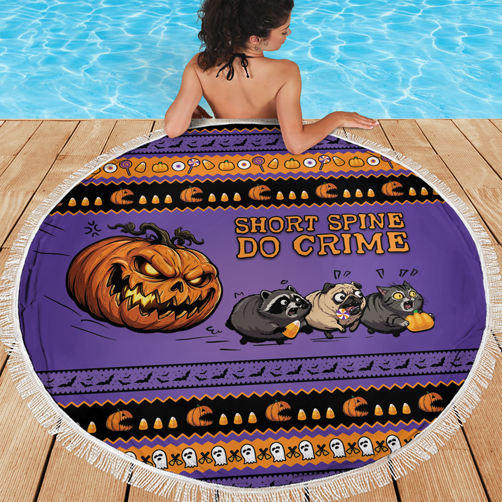 Halloween Animal Funny Beach Blanket Short Spine Do Crime Spooky Pumpkin Chase