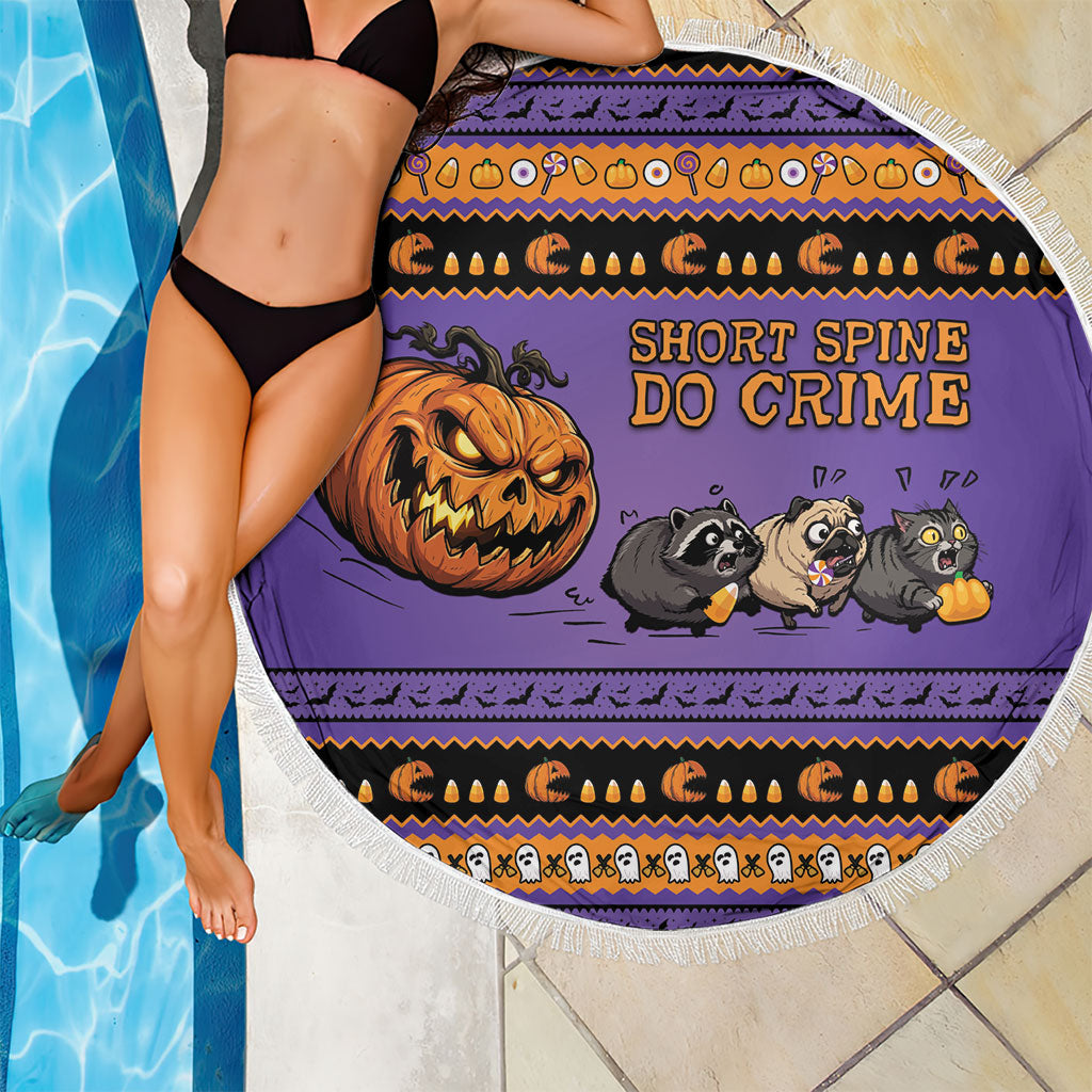 Halloween Animal Funny Beach Blanket Short Spine Do Crime Spooky Pumpkin Chase