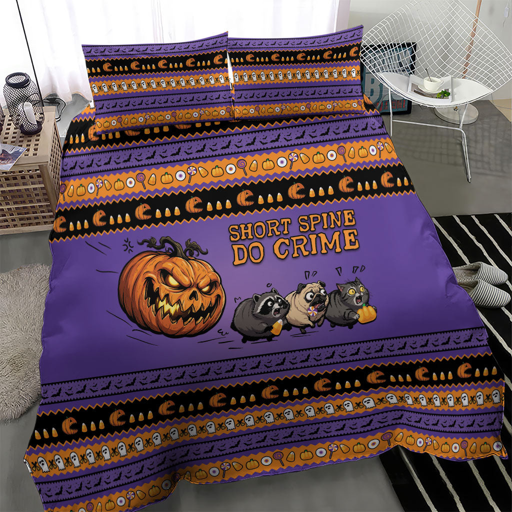Halloween Animal Funny Bedding Set Short Spine Do Crime Spooky Pumpkin Chase