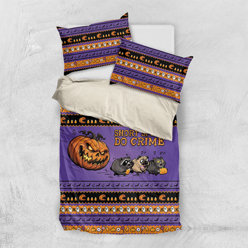 Halloween Animal Funny Bedding Set Short Spine Do Crime Spooky Pumpkin Chase
