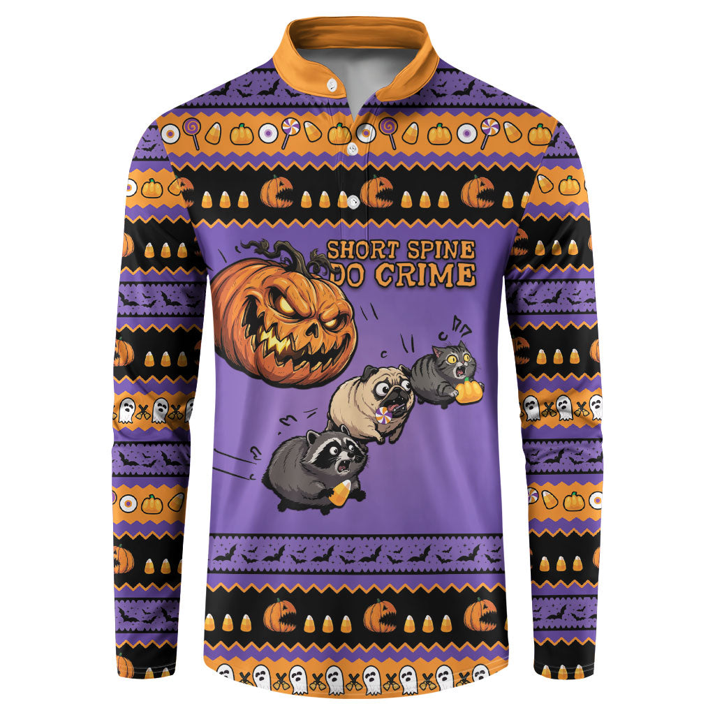 Halloween Animal Funny Button Sweatshirt Short Spine Do Crime Spooky Pumpkin Chase