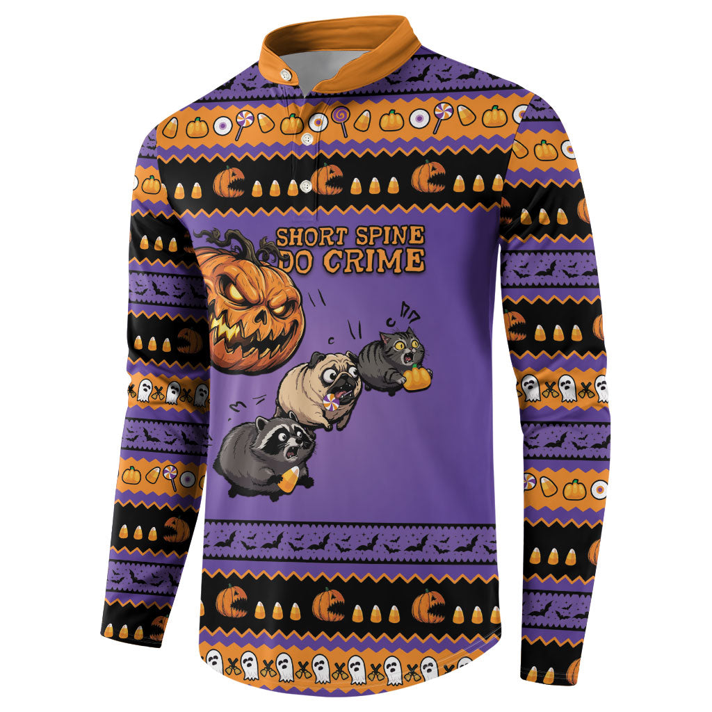 Halloween Animal Funny Button Sweatshirt Short Spine Do Crime Spooky Pumpkin Chase