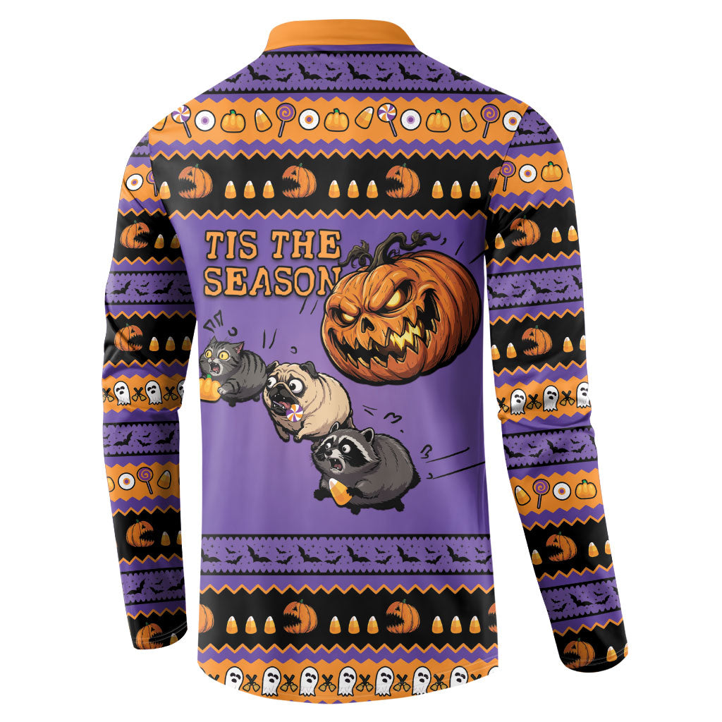 Halloween Animal Funny Button Sweatshirt Short Spine Do Crime Spooky Pumpkin Chase