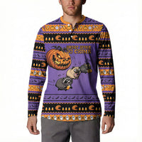 Halloween Animal Funny Button Sweatshirt Short Spine Do Crime Spooky Pumpkin Chase