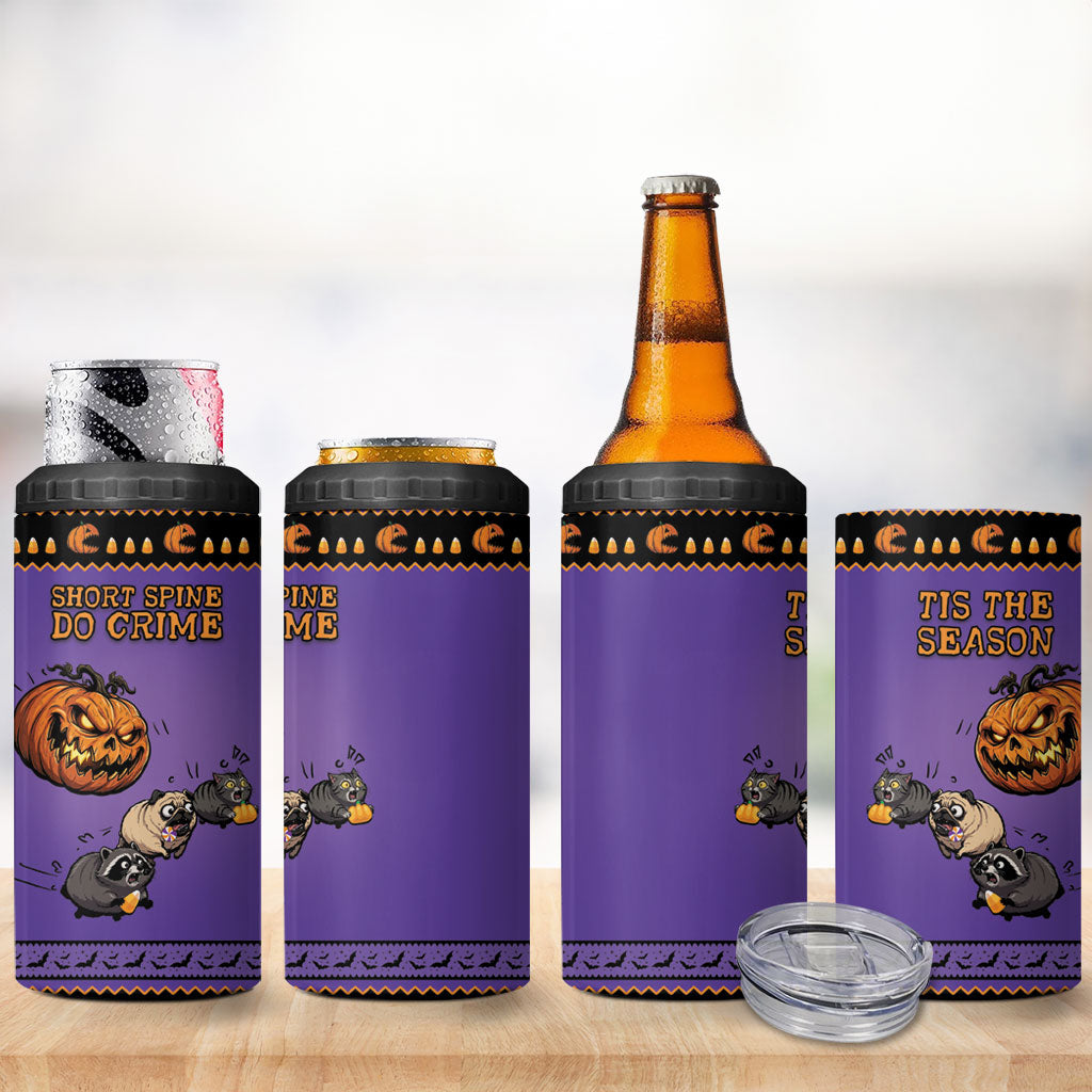 Halloween Animal Funny 4 in 1 Can Cooler Tumbler Short Spine Do Crime Spooky Pumpkin Chase