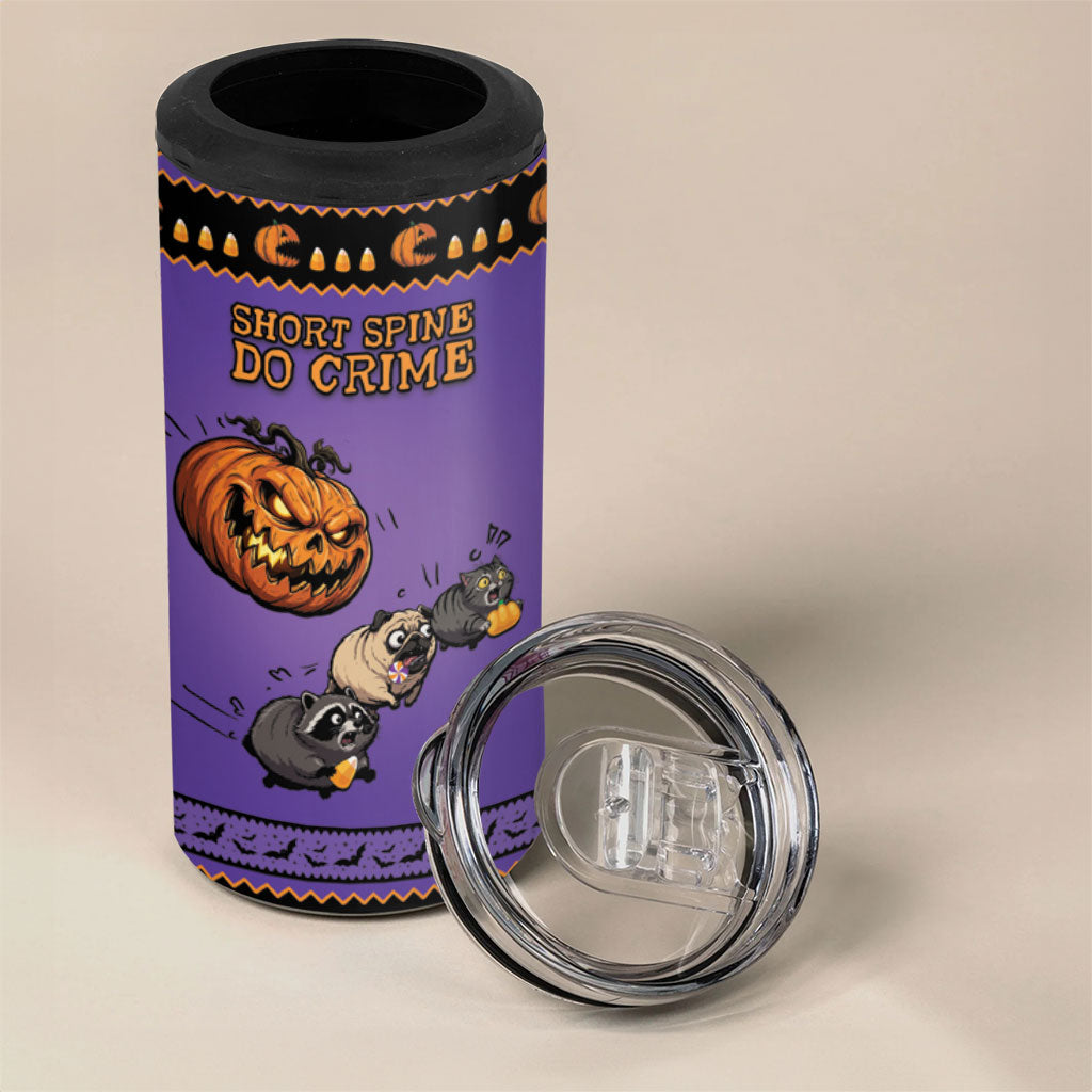Halloween Animal Funny 4 in 1 Can Cooler Tumbler Short Spine Do Crime Spooky Pumpkin Chase