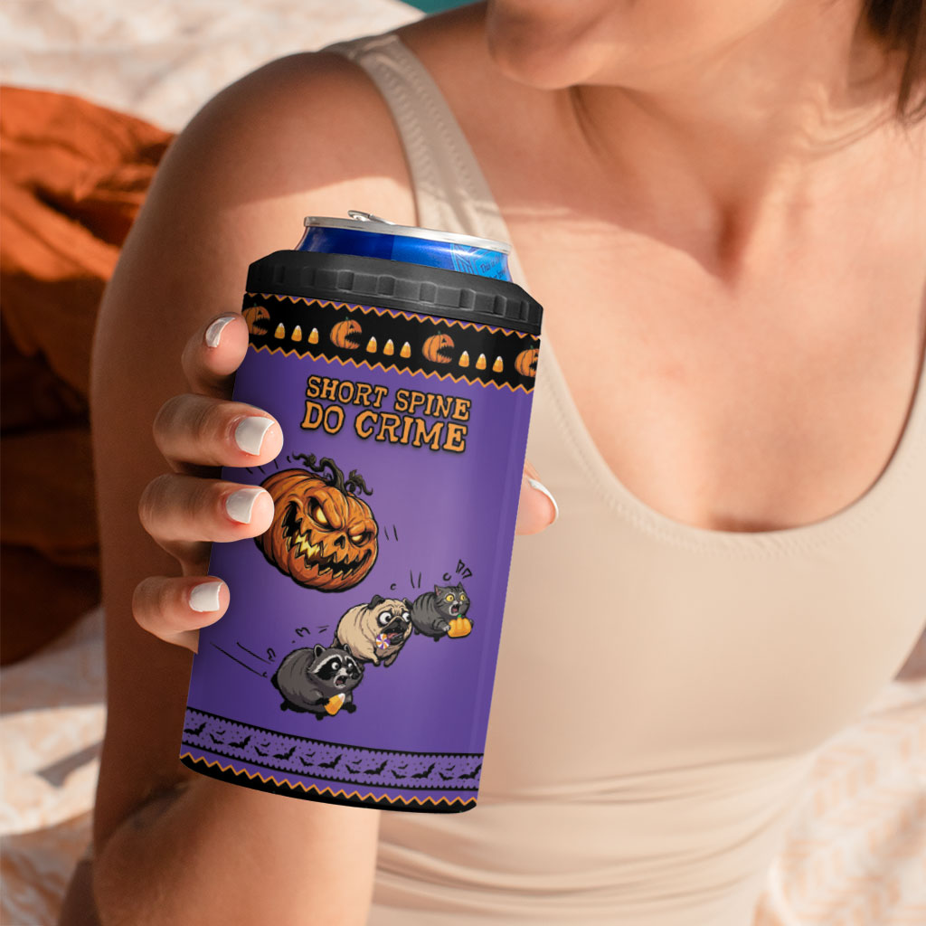 Halloween Animal Funny 4 in 1 Can Cooler Tumbler Short Spine Do Crime Spooky Pumpkin Chase