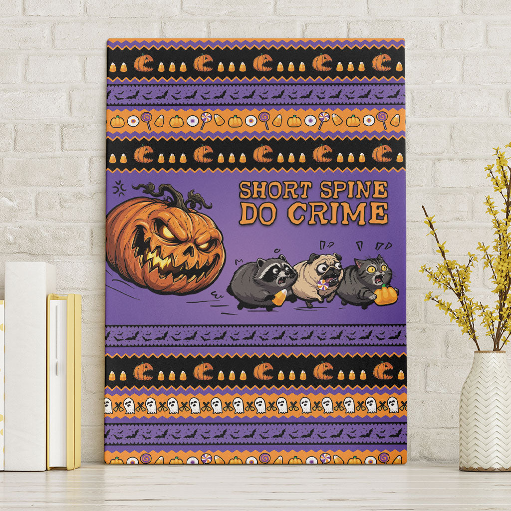 Halloween Animal Funny Canvas Wall Art Short Spine Do Crime Spooky Pumpkin Chase