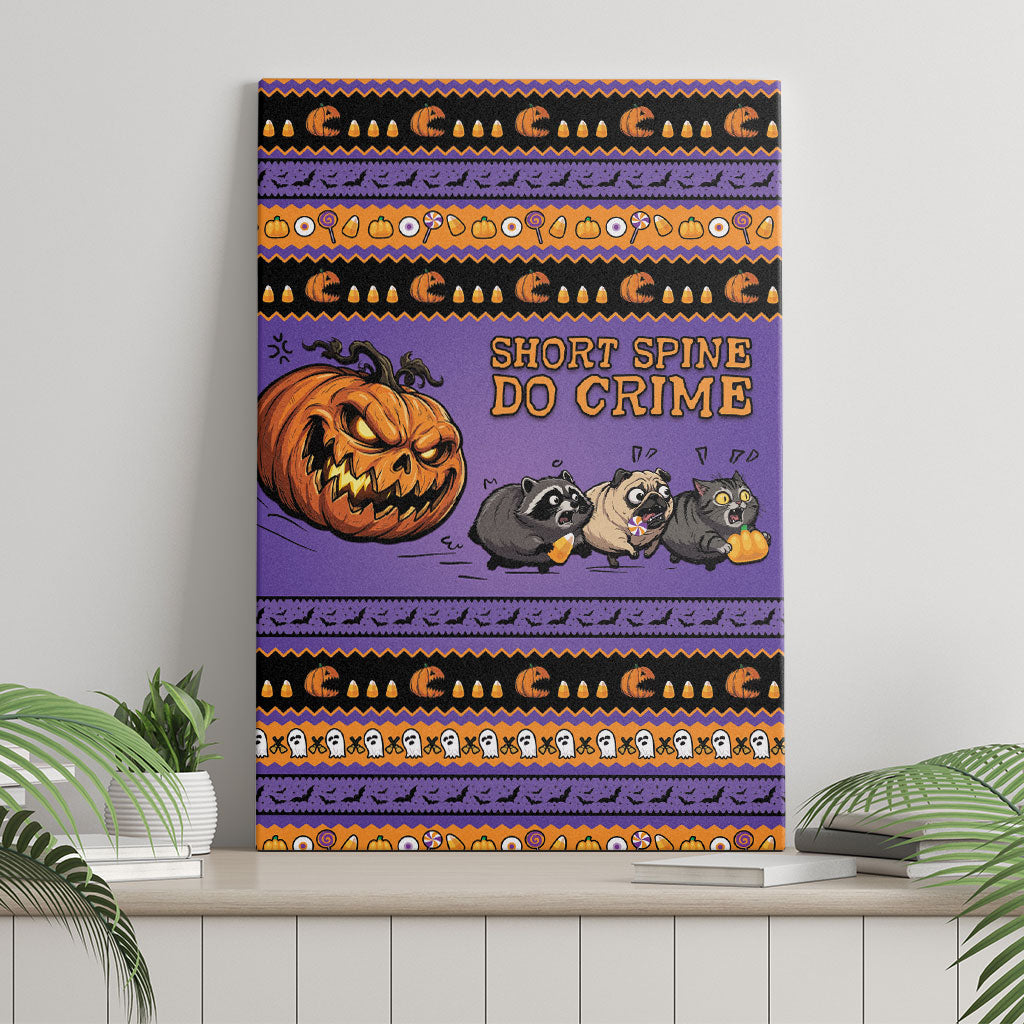 Halloween Animal Funny Canvas Wall Art Short Spine Do Crime Spooky Pumpkin Chase