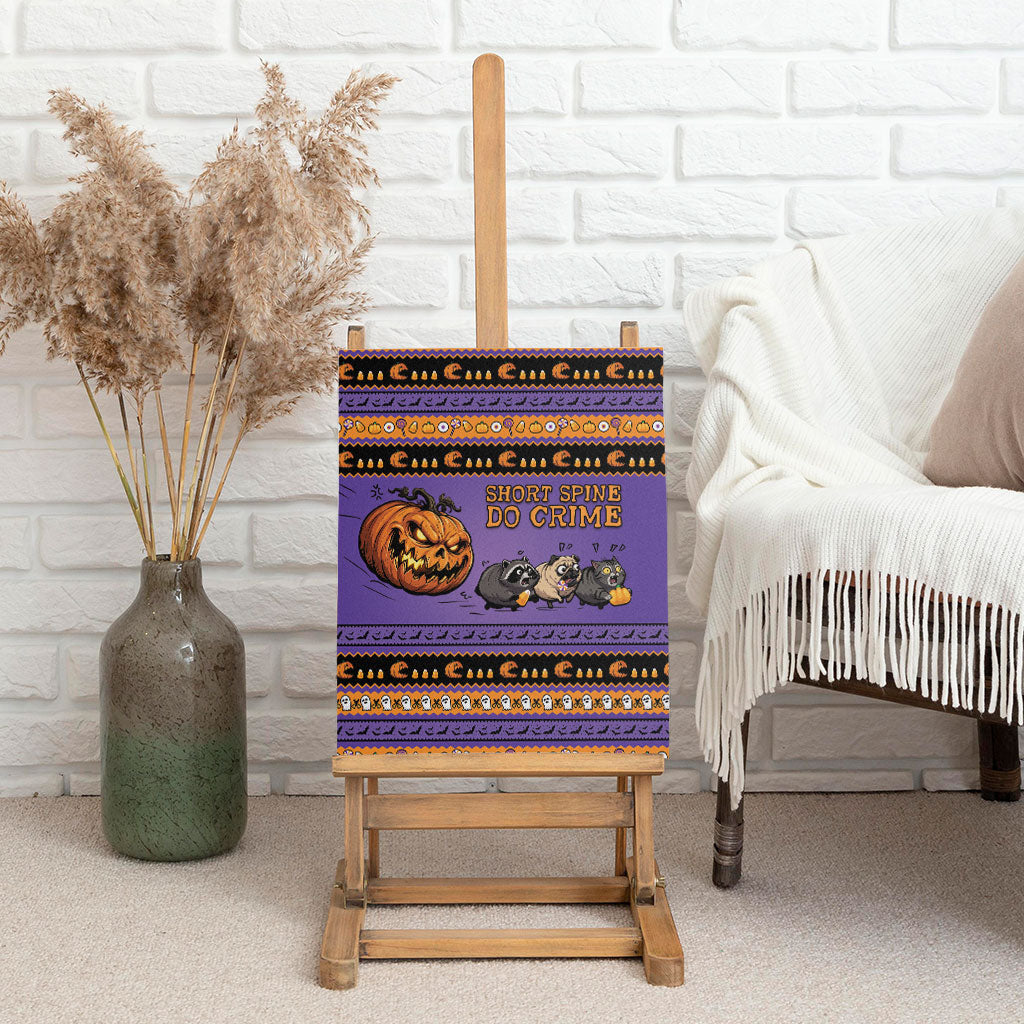Halloween Animal Funny Canvas Wall Art Short Spine Do Crime Spooky Pumpkin Chase