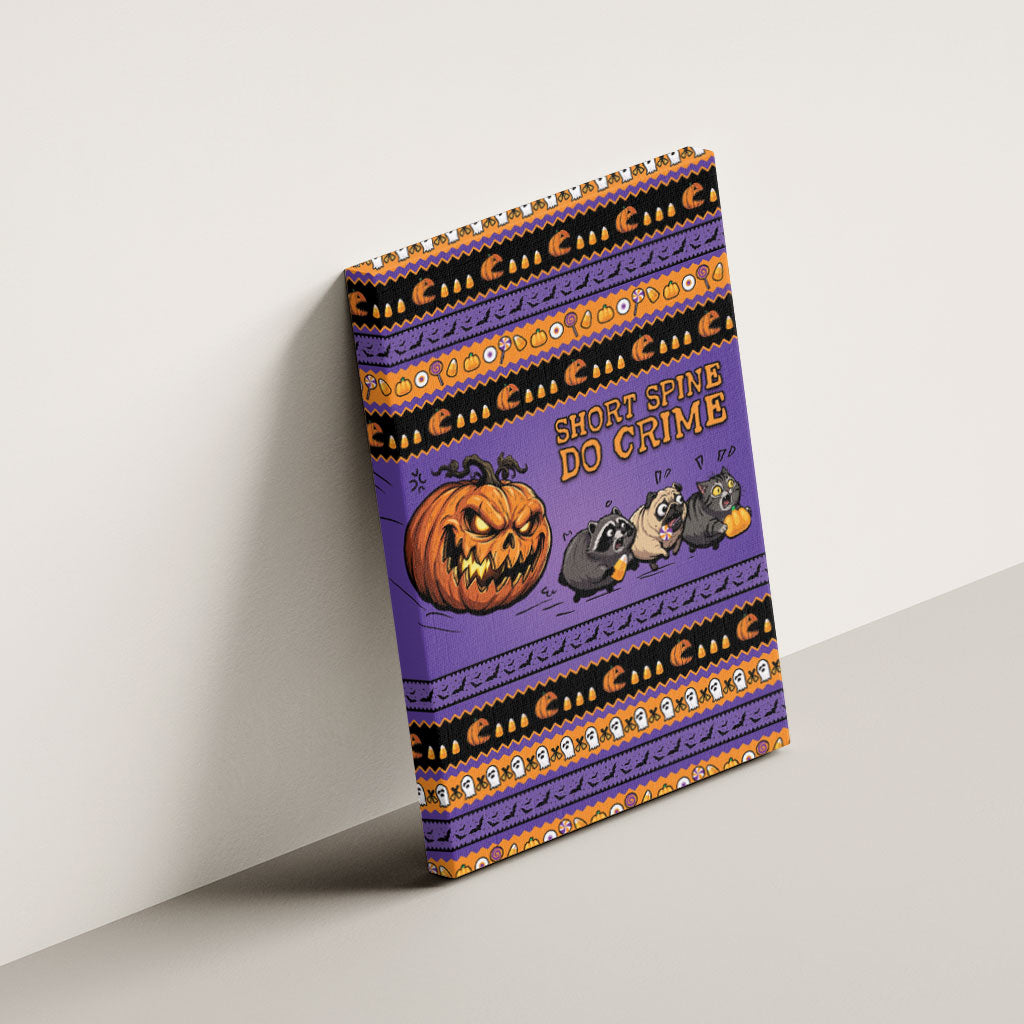 Halloween Animal Funny Canvas Wall Art Short Spine Do Crime Spooky Pumpkin Chase