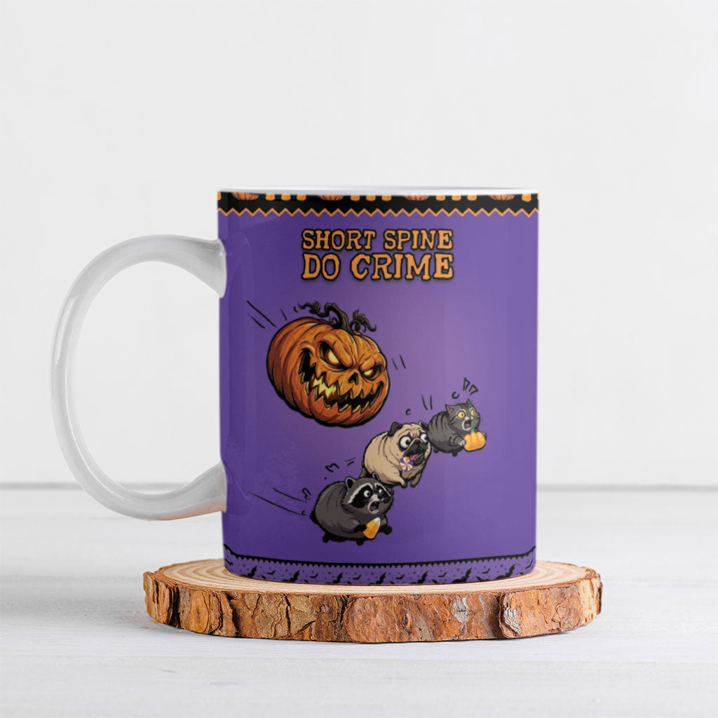 Halloween Animal Funny Ceramic Mug Short Spine Do Crime Spooky Pumpkin Chase