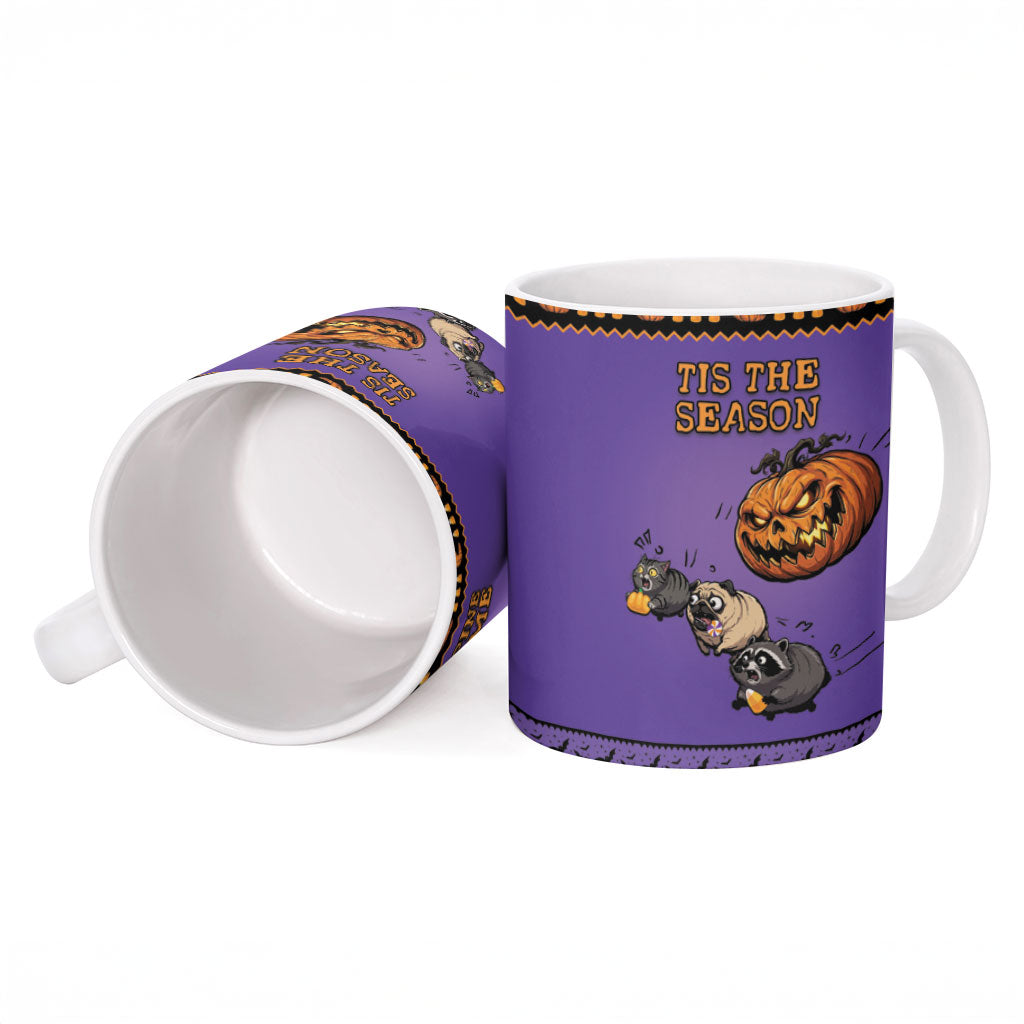 Halloween Animal Funny Ceramic Mug Short Spine Do Crime Spooky Pumpkin Chase