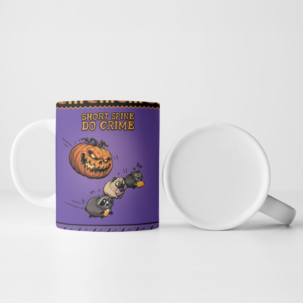 Halloween Animal Funny Ceramic Mug Short Spine Do Crime Spooky Pumpkin Chase