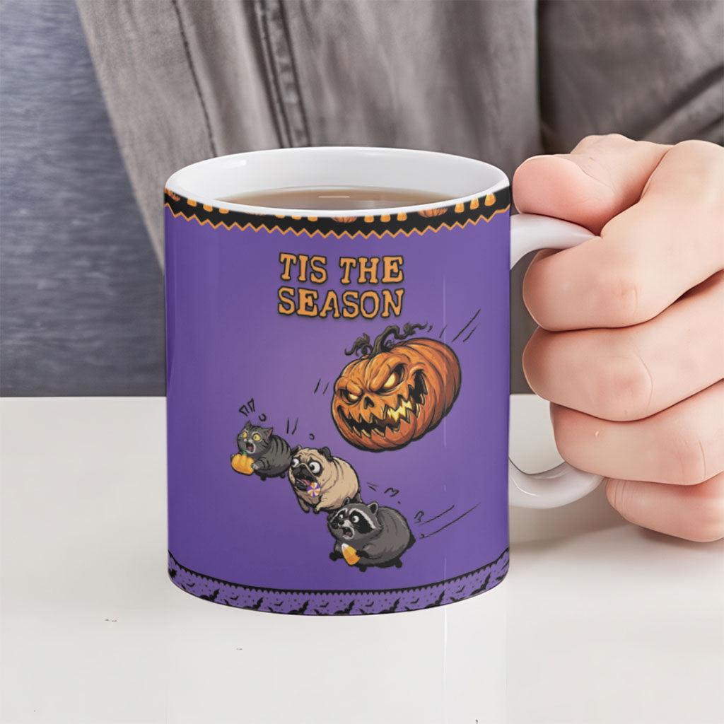 Halloween Animal Funny Ceramic Mug Short Spine Do Crime Spooky Pumpkin Chase