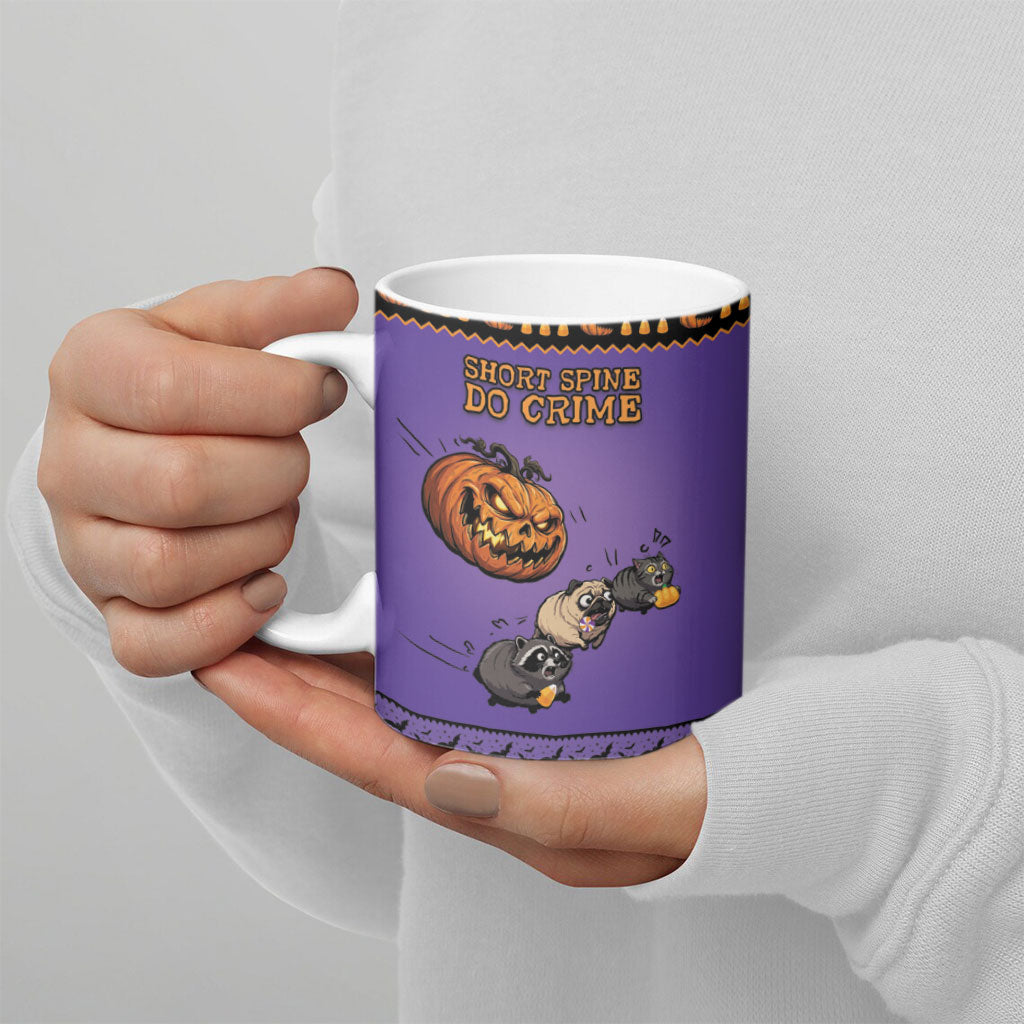 Halloween Animal Funny Ceramic Mug Short Spine Do Crime Spooky Pumpkin Chase