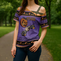 Halloween Animal Funny Cross Shoulder Shirt Short Spine Do Crime Spooky Pumpkin Chase