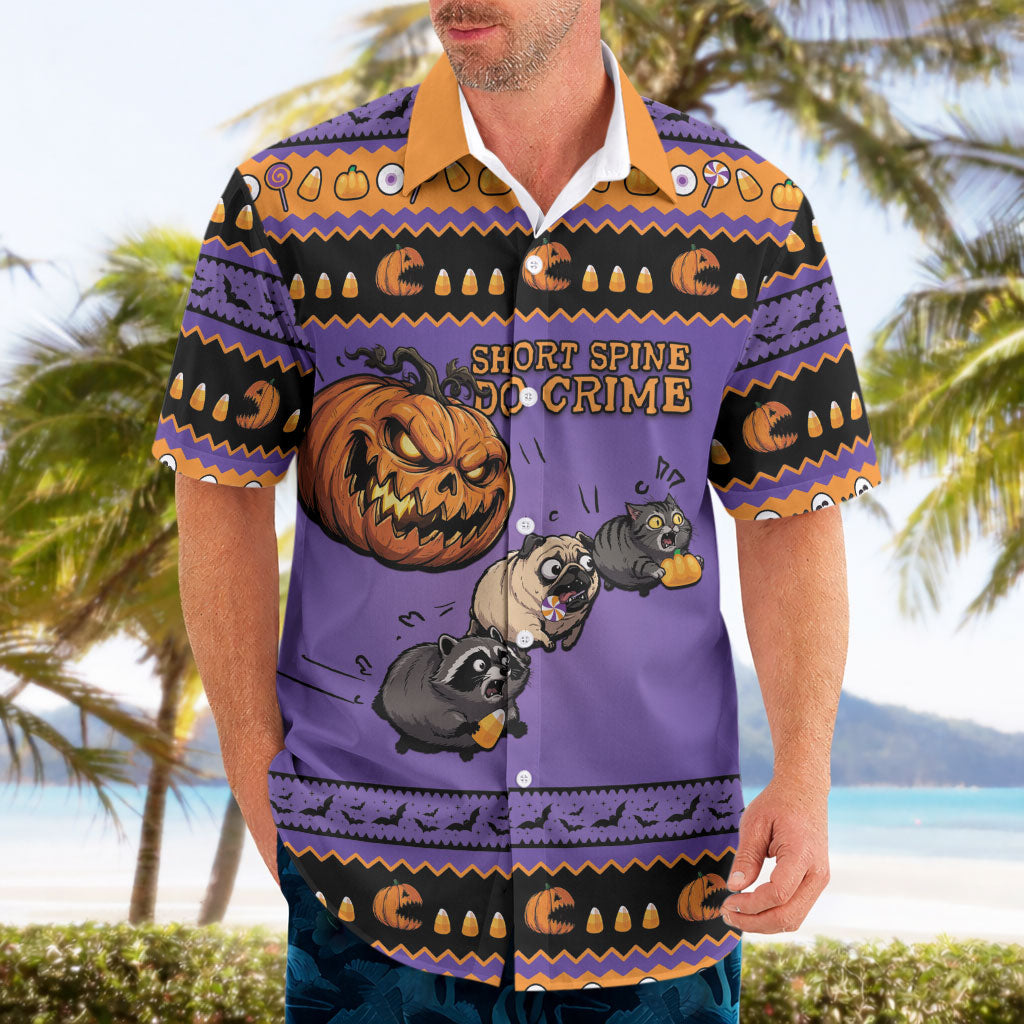 Halloween Animal Funny Hawaiian Shirt Short Spine Do Crime Spooky Pumpkin Chase