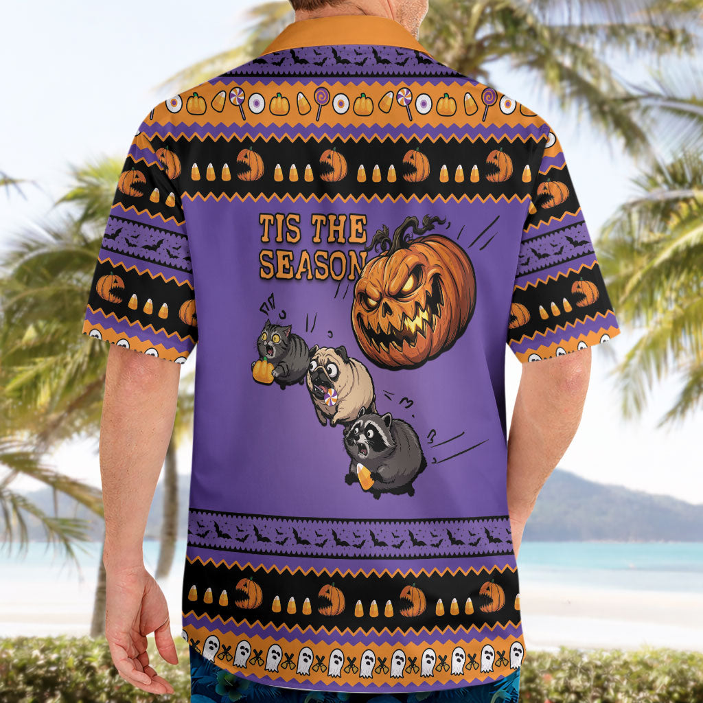 Halloween Animal Funny Hawaiian Shirt Short Spine Do Crime Spooky Pumpkin Chase