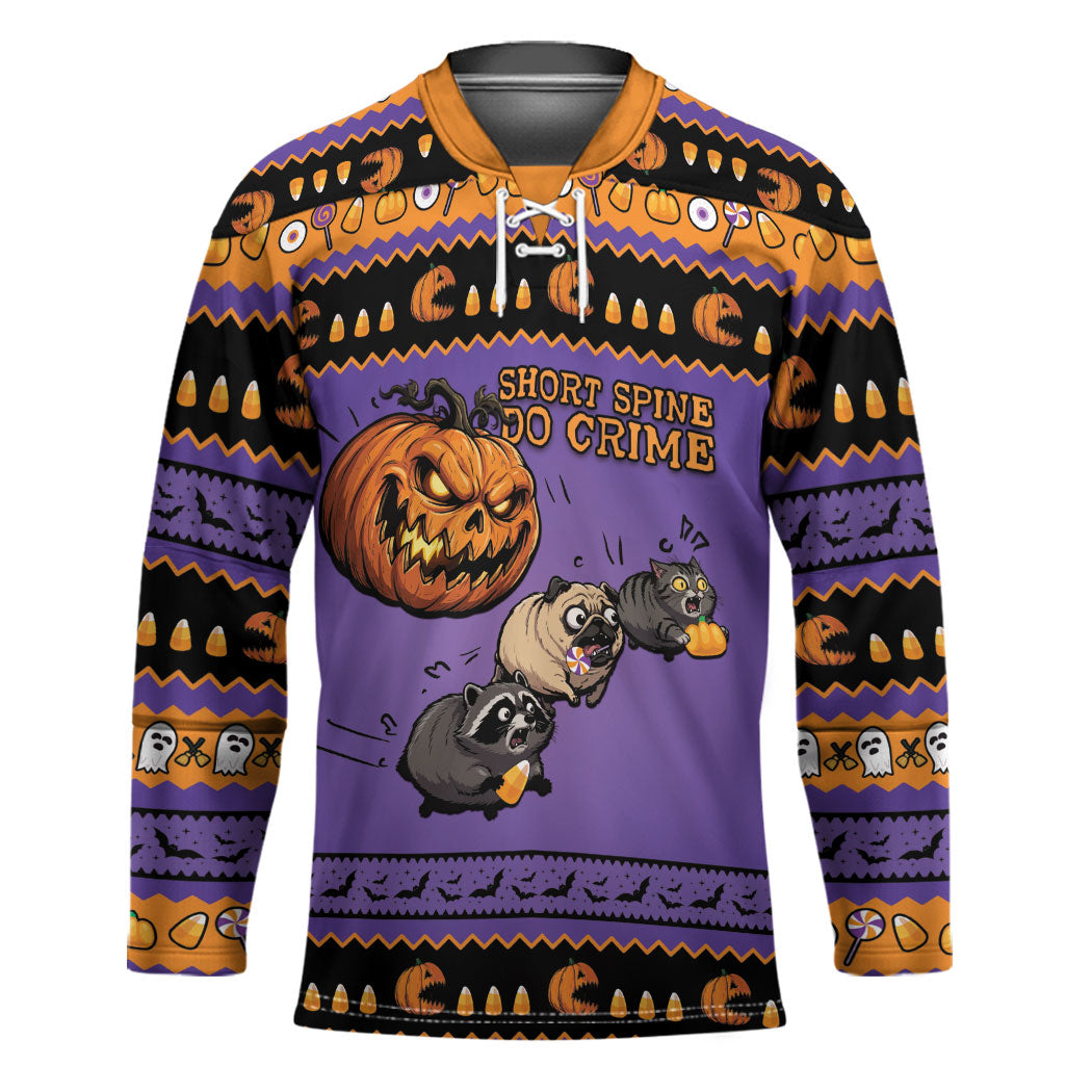 Halloween Animal Funny Hockey Jersey Short Spine Do Crime Spooky Pumpkin Chase
