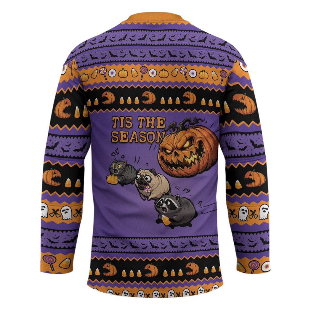 Halloween Animal Funny Hockey Jersey Short Spine Do Crime Spooky Pumpkin Chase