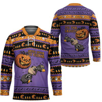 Halloween Animal Funny Hockey Jersey Short Spine Do Crime Spooky Pumpkin Chase