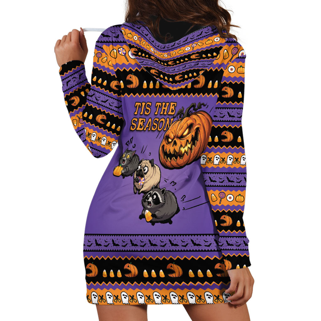 Halloween Animal Funny Hoodie Dress Short Spine Do Crime Spooky Pumpkin Chase