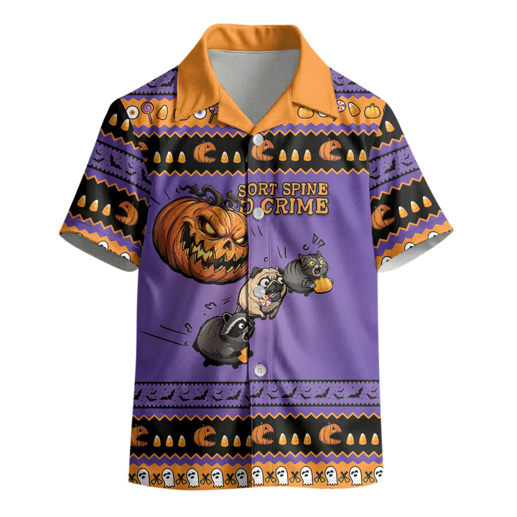 Halloween Animal Funny Kid Hawaiian Shirt Short Spine Do Crime Spooky Pumpkin Chase