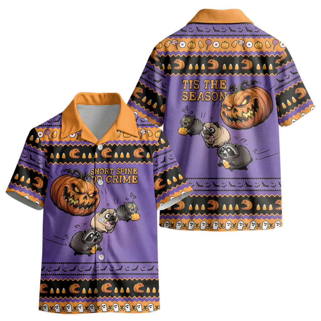 Halloween Animal Funny Kid Hawaiian Shirt Short Spine Do Crime Spooky Pumpkin Chase