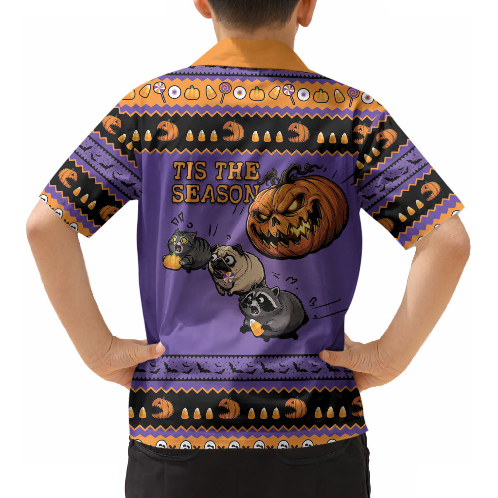 Halloween Animal Funny Kid Hawaiian Shirt Short Spine Do Crime Spooky Pumpkin Chase