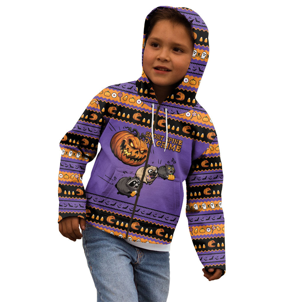 Halloween Animal Funny Kid Hoodie Short Spine Do Crime Spooky Pumpkin Chase