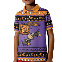 Halloween Animal Funny Kid Polo Shirt Short Spine Do Crime Spooky Pumpkin Chase