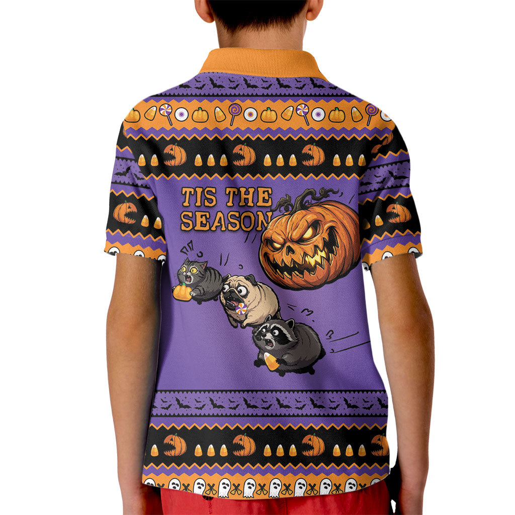 Halloween Animal Funny Kid Polo Shirt Short Spine Do Crime Spooky Pumpkin Chase