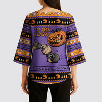 Halloween Animal Funny Kimono Sleeve Blouse Short Spine Do Crime Spooky Pumpkin Chase