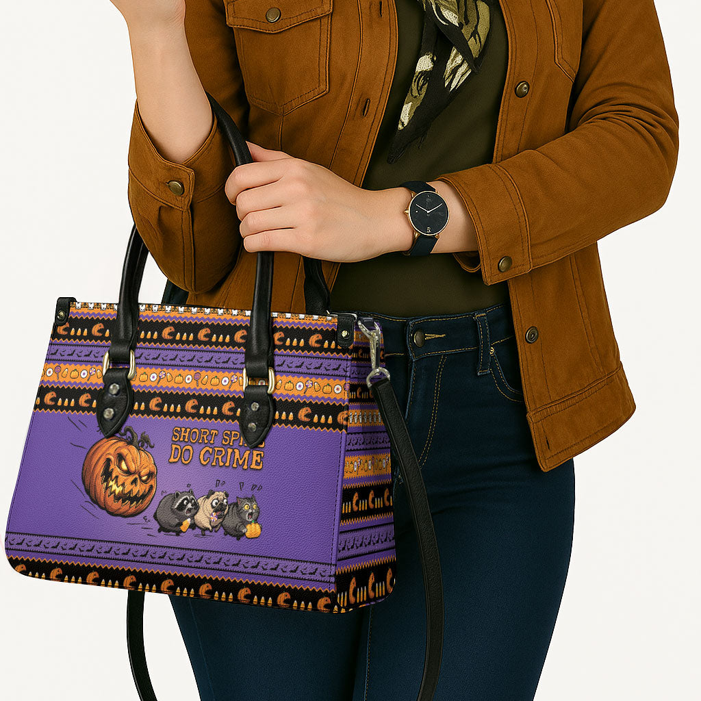 Halloween Animal Funny Leather Bag Short Spine Do Crime Spooky Pumpkin Chase