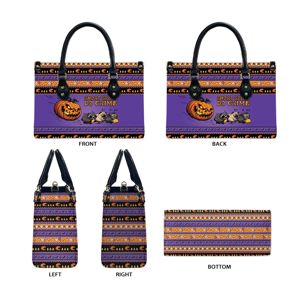 Halloween Animal Funny Leather Bag Short Spine Do Crime Spooky Pumpkin Chase
