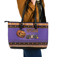 Halloween Animal Funny Leather Tote Bag Short Spine Do Crime Spooky Pumpkin Chase